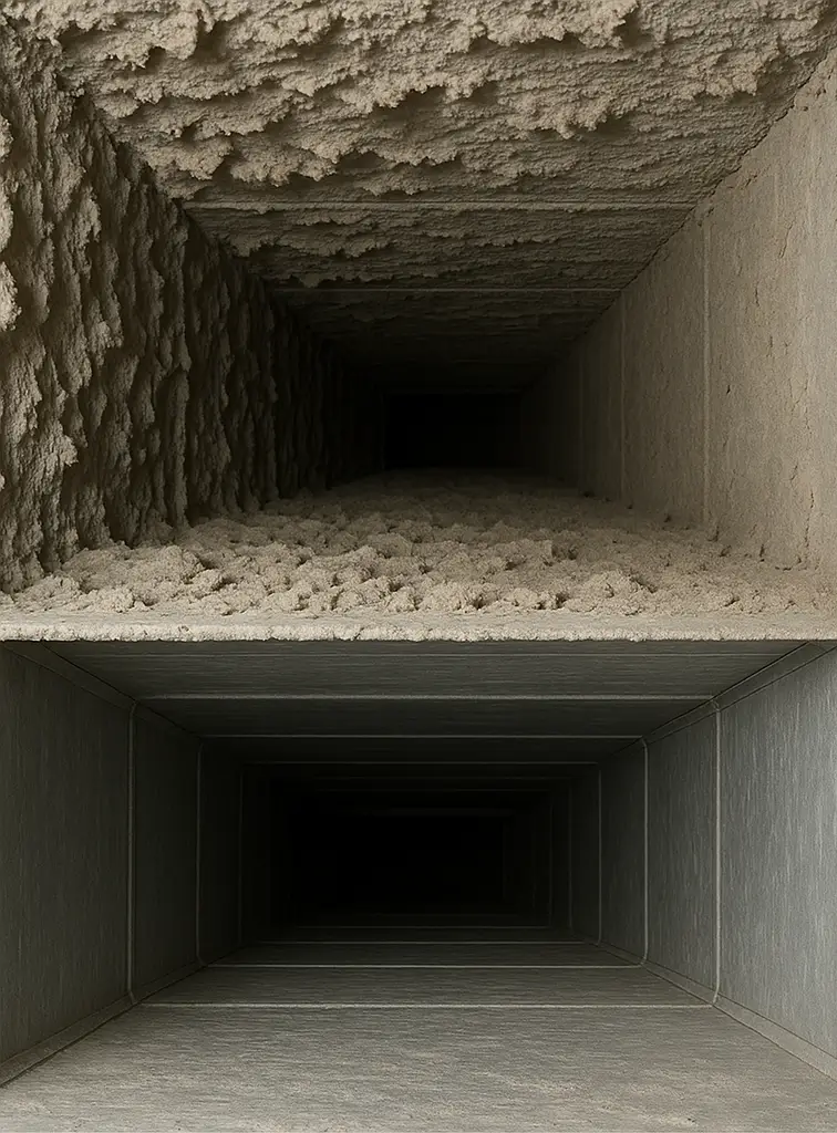 Before and after duct cleaning in Texas City Texas home